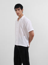 Men's White Casual Regular Fit Polo Collar Half Sleeves Shirt