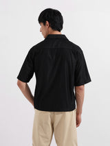 Men's Black Casual Oversized Fit Polo Collar Half Sleeves Shirt