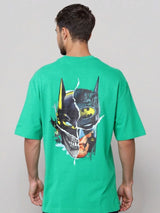 Men's Green Casual Oversized Fit Crew Neck Half Sleeves Tshirt