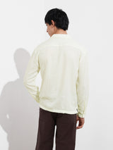 Men's Cream Casual Regular Fit Polo Collar Full Sleeves Shirt