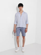 Men's Blue Casual Regular Fit Polo Collar Full Sleeves Shirt