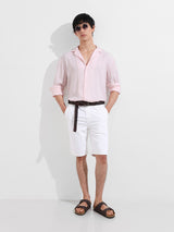 Men's Pink Casual Regular Fit Polo Collar Full Sleeves Shirt