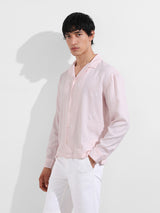 Men's Pink Casual Regular Fit Polo Collar Full Sleeves Shirt