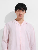 Men's Pink Casual Regular Fit Polo Collar Full Sleeves Shirt