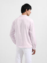 Men's Pink Casual Regular Fit Polo Collar Full Sleeves Shirt