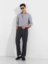 Men's Grey Casual Slim Fit Round Neck Full Sleeves Shirt