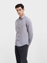 Men's Grey Casual Slim Fit Round Neck Full Sleeves Shirt
