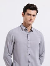 Men's Grey Casual Slim Fit Round Neck Full Sleeves Shirt