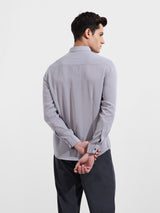Men's Grey Casual Slim Fit Round Neck Full Sleeves Shirt
