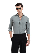Men's Green Casual Slim Fit Round Neck Full Sleeves Shirt