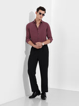 Men's Purple Casual Slim Fit Round Neck Full Sleeves Shirt