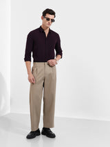 Men's Purple Casual Slim Fit Round Neck Full Sleeves Shirt