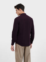 Men's Purple Casual Slim Fit Round Neck Full Sleeves Shirt