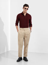 Men's Red Casual Slim Fit Round Neck Full Sleeves Shirt