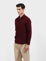 Men's Red Casual Slim Fit Round Neck Full Sleeves Shirt
