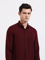 Men's Red Casual Slim Fit Round Neck Full Sleeves Shirt