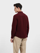 Men's Red Casual Slim Fit Round Neck Full Sleeves Shirt