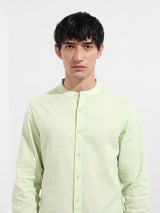 Men's Green Casual Regular Fit Round Neck Full Sleeves Shirt