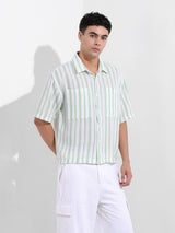Men's Green Casual Baggy Fit Polo Collar Half Sleeves Shirt