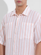Men's Pink Casual Baggy Fit Polo Collar Half Sleeves Shirt