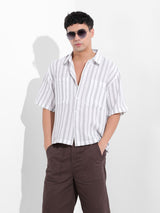 Men's Grey Casual Baggy Fit Polo Collar Half Sleeves Shirt