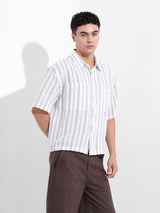 Men's Grey Casual Baggy Fit Polo Collar Half Sleeves Shirt