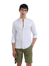Men's Green Casual Regular Fit Round Neck Full Sleeves Shirt