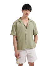 Men's Green Casual Regular Fit Polo Collar Half Sleeves Shirt