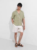 Men's Green Casual Regular Fit Polo Collar Half Sleeves Shirt