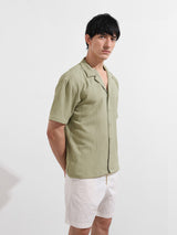 Men's Green Casual Regular Fit Polo Collar Half Sleeves Shirt