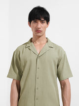 Men's Green Casual Regular Fit Polo Collar Half Sleeves Shirt