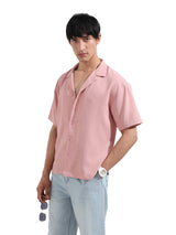 Men's Pink Casual Regular Fit Polo Collar Half Sleeves Shirt