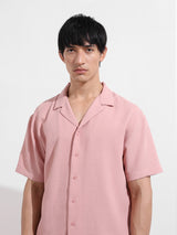 Men's Pink Casual Regular Fit Polo Collar Half Sleeves Shirt