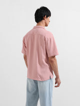 Men's Pink Casual Regular Fit Polo Collar Half Sleeves Shirt