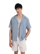 Men's Blue Casual Regular Fit Polo Collar Half Sleeves Shirt