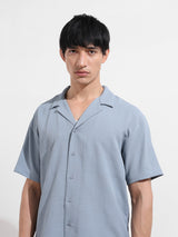 Men's Blue Casual Regular Fit Polo Collar Half Sleeves Shirt