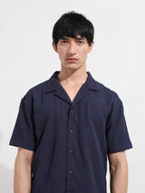 Men's Blue Casual Regular Fit Polo Collar Half Sleeves Shirt