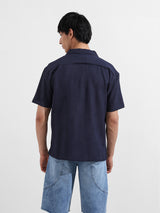 Men's Blue Casual Regular Fit Polo Collar Half Sleeves Shirt