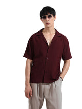 Men's Maroon Casual Regular Fit Polo Collar Half Sleeves Shirt