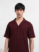 Men's Maroon Casual Regular Fit Polo Collar Half Sleeves Shirt