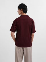 Men's Maroon Casual Regular Fit Polo Collar Half Sleeves Shirt