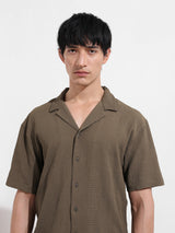 Men's Brown Casual Regular Fit Polo Collar Half Sleeves Shirt