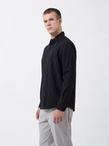 Men's Black Casual Regular Fit Solid Full Sleeves Shirt