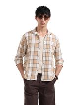 Men's Beige Casual Regular Fit Round Neck Full Sleeves Shirt