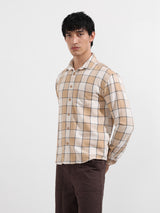 Men's Beige Casual Regular Fit Round Neck Full Sleeves Shirt