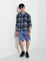 Men's Blue Casual Regular Fit Round Neck Full Sleeves Shirt