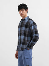 Men's Blue Casual Regular Fit Round Neck Full Sleeves Shirt