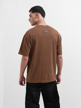 Men's Brown Casual Regular Fit Crew Neck Half Sleeves Tshirt
