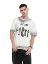Men's Cream Casual Regular Fit Crew Neck Half Sleeves Tshirt
