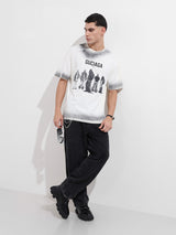 Men's Cream Casual Regular Fit Crew Neck Half Sleeves Tshirt